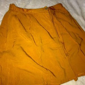 Mustard Button front Skater skirt
